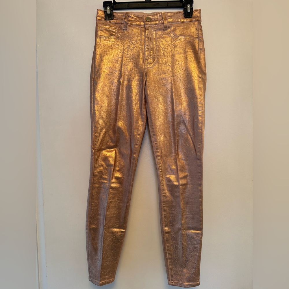 L’AGENCE Margot High Rise Skinny Jeans
Petal Rose Gold Foil Coated